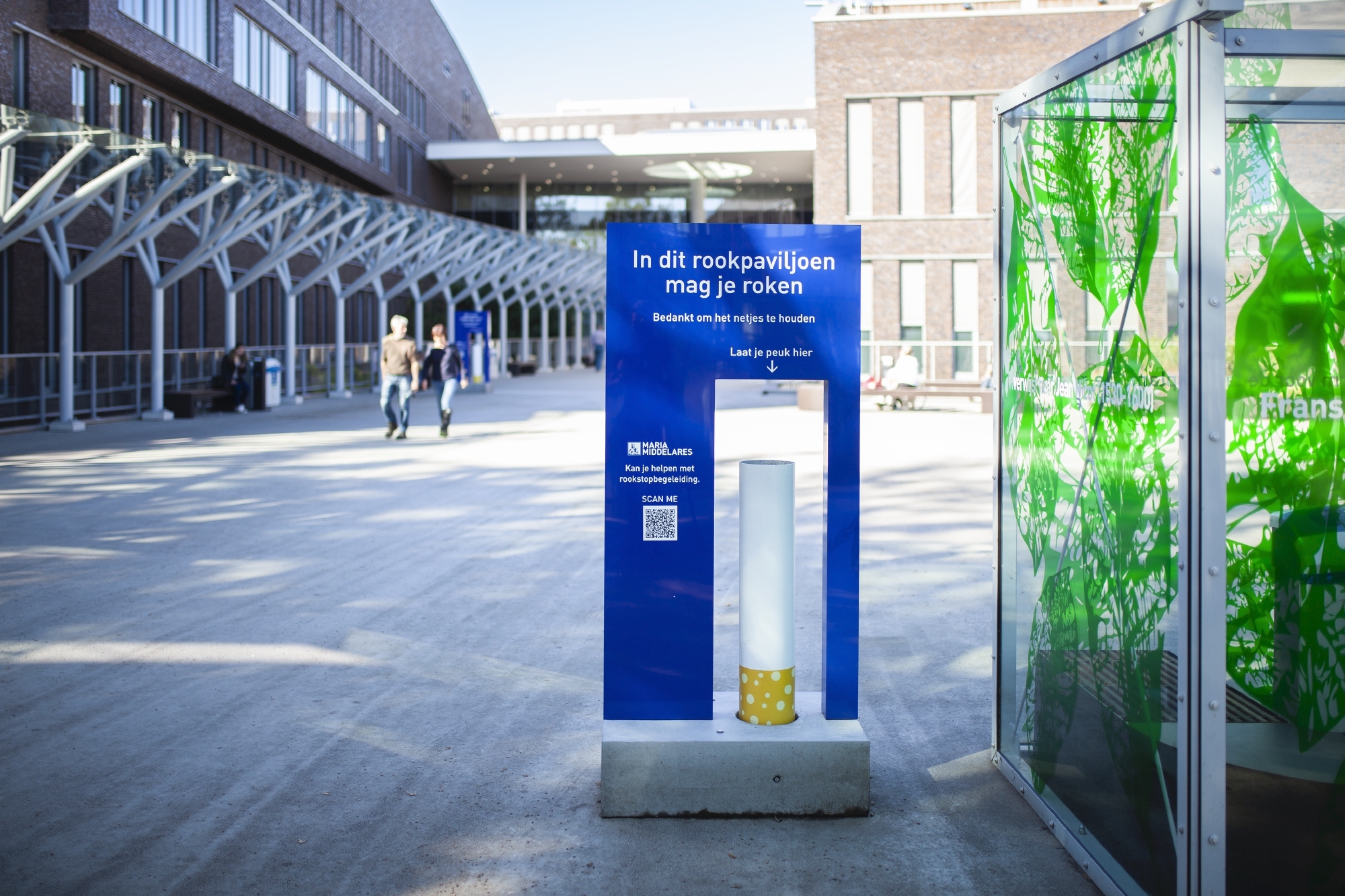 AZ Maria Middelares Gent - outdoor signalisatie peukenopvang en niet-rokerszone